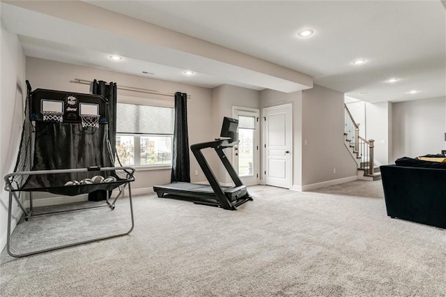 15670 W 165th Ter, Olathe, KS 66062 - workout room with carpet flooring, baseboards, and recessed lighting