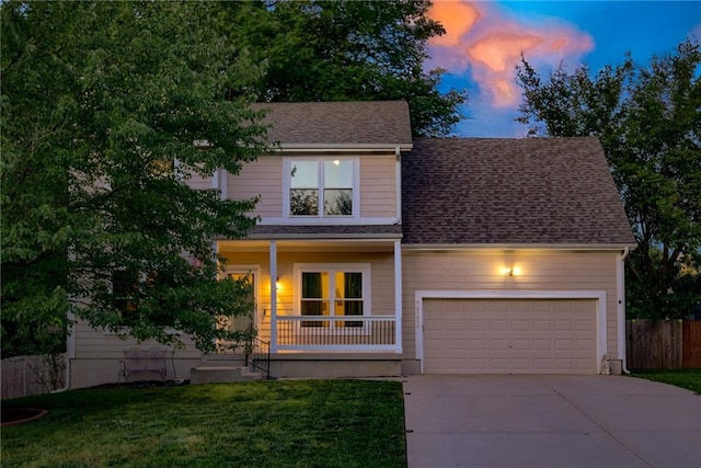 21830 S Race St, Spring Hill, KS 66083 - traditional-style house with concrete driveway, a porch, an attached garage, and roof with shingles