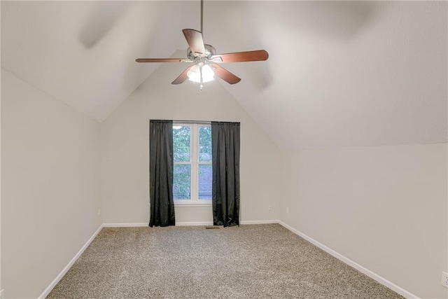 21830 S Race St, Spring Hill, KS 66083 - bonus room featuring ceiling fan, baseboards, vaulted ceiling, and carpet floors