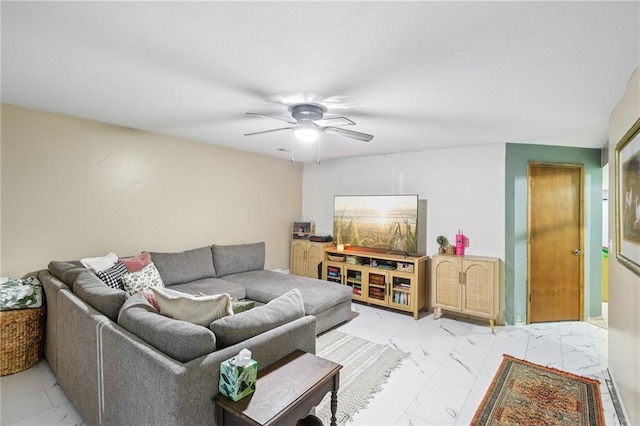 1022 N Davis Rd, Ottawa, KS 66067 - living area with light marble finish flooring and ceiling fan