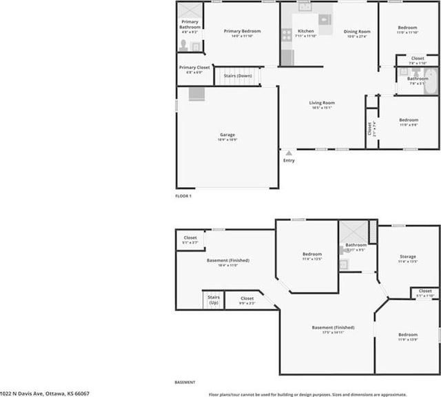 1022 N Davis Rd, Ottawa, KS 66067 - view of property floor plan