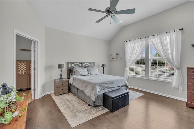 1302 N 159th St, Basehor, KS 66007 - bedroom with lofted ceiling, wood finished floors, baseboards, and ceiling fan
