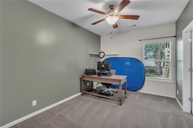 1302 N 159th St, Basehor, KS 66007 - office with ceiling fan, baseboards, and carpet floors
