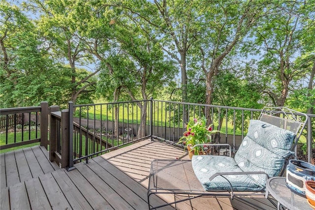 1302 N 159th St, Basehor, KS 66007 - wooden deck with view of scattered trees