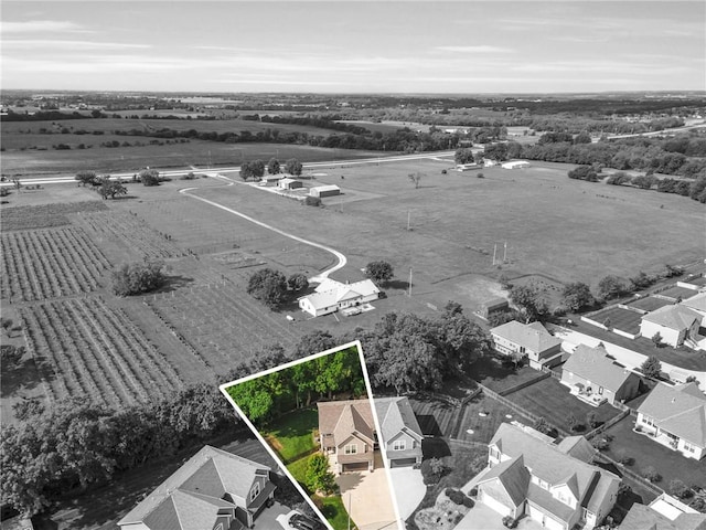 1302 N 159th St, Basehor, KS 66007 - aerial view of property's location featuring property boundaries highlighted and large plots for crops