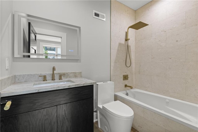 4550 Bell St, Kansas City, MO 64111 - bathroom with vanity and tiled shower / bath combo