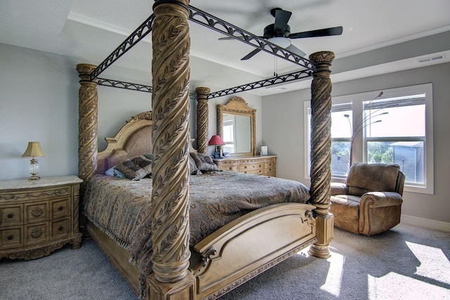 14485 S Houston St, Olathe, KS 66061 - carpeted bedroom featuring a ceiling fan, baseboards, and ornamental molding