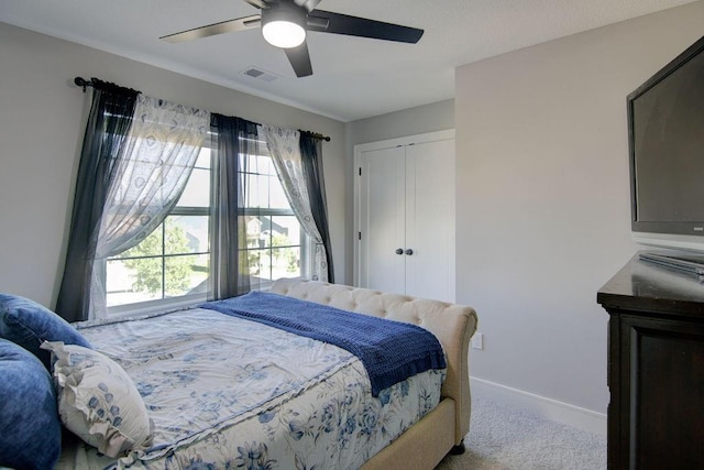 14485 S Houston St, Olathe, KS 66061 - bedroom with carpet, baseboards, a closet, and a ceiling fan