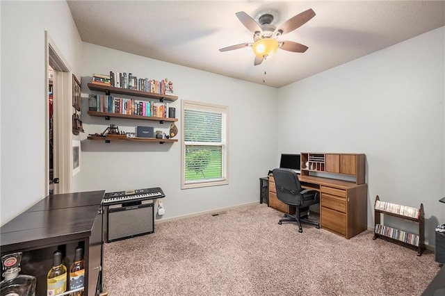 10601 N Euclid Ave, Kansas City, MO 64155 - office space featuring ceiling fan, carpet floors, and baseboards