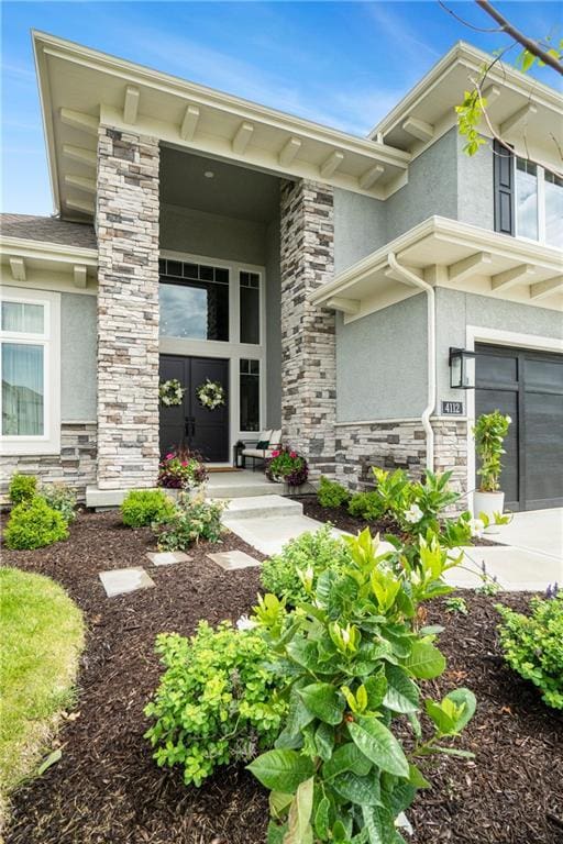 4112 W 156th St, Overland Park, KS 66224 - property entrance with stucco siding and stone siding