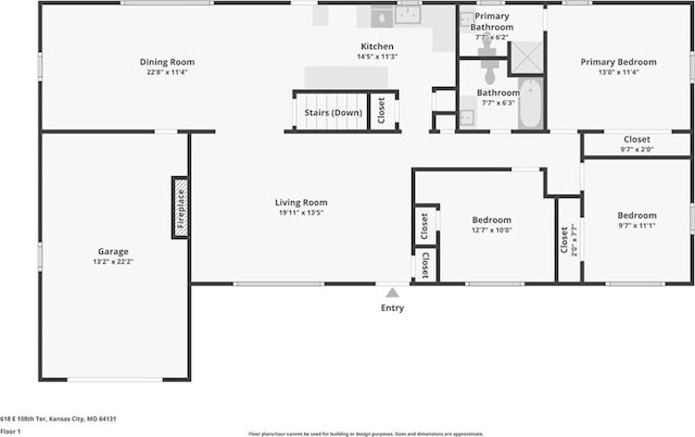 618 E 108th Ter, Kansas City, MO 64131 - floor plan / room layout
