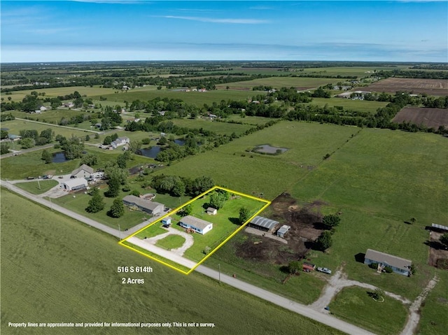 516 E 614th St, Girard, KS 66743 - overview of rural landscape featuring property boundaries highlighted