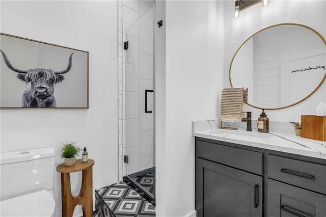 2363 Bainbridge Rd, Bates City, MO 64011 - bathroom with a stall shower, vanity, and toilet