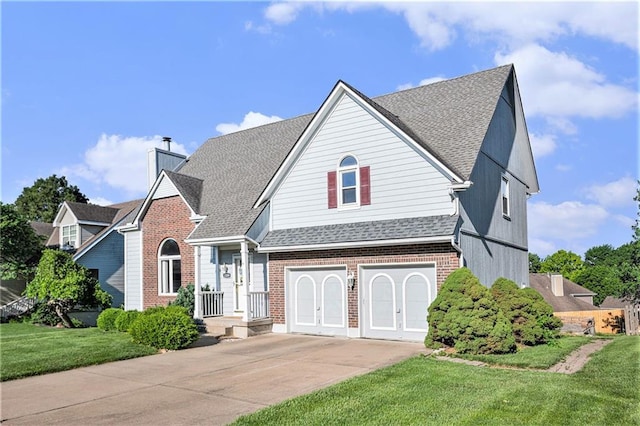 3304 Tepee Ct, Independence, MO 64057 - view of front of property with roof with shingles, brick siding, driveway, and a front yard