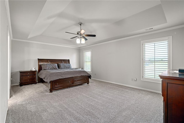 1602 SW Deer Run Rd, Oak Grove, MO 64075 - bedroom featuring a raised ceiling, baseboards, ornamental molding, and carpet