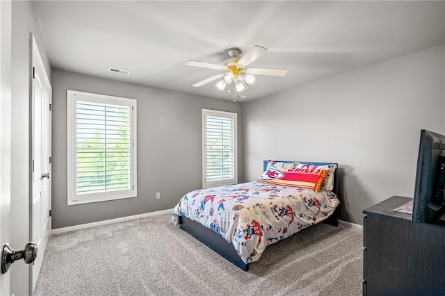 1602 SW Deer Run Rd, Oak Grove, MO 64075 - bedroom with baseboards, carpet, and ceiling fan