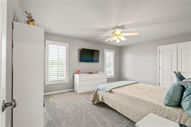 1602 SW Deer Run Rd, Oak Grove, MO 64075 - bedroom featuring carpet, baseboards, and ceiling fan