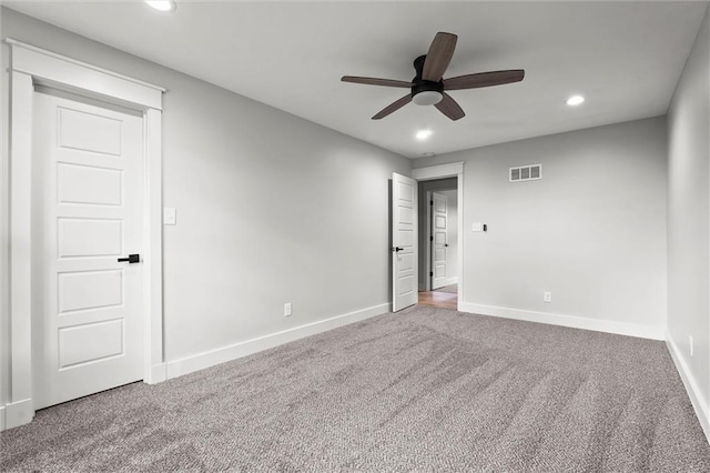 308 N 22nd St, Leavenworth, KS 66048 - carpeted empty room with a ceiling fan, recessed lighting, and baseboards