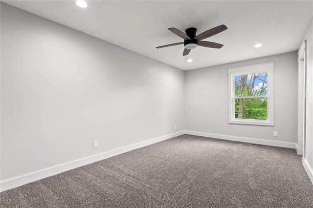 308 N 22nd St, Leavenworth, KS 66048 - carpeted empty room with recessed lighting, ceiling fan, and baseboards