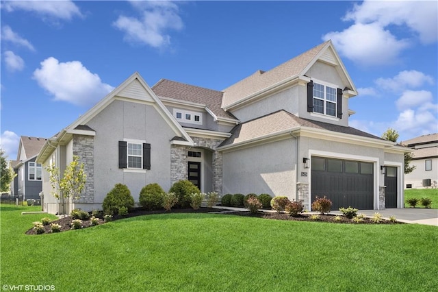 10429 W 170th Pl, Overland Park, KS 66221 - view of front of home featuring stone siding, stucco siding, and a front yard