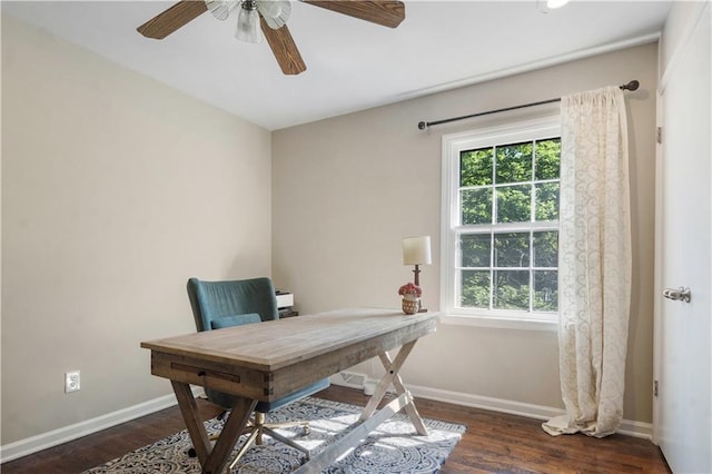 7710 Noland Rd, Lenexa, KS 66216 - office space featuring wood finished floors, ceiling fan, and baseboards