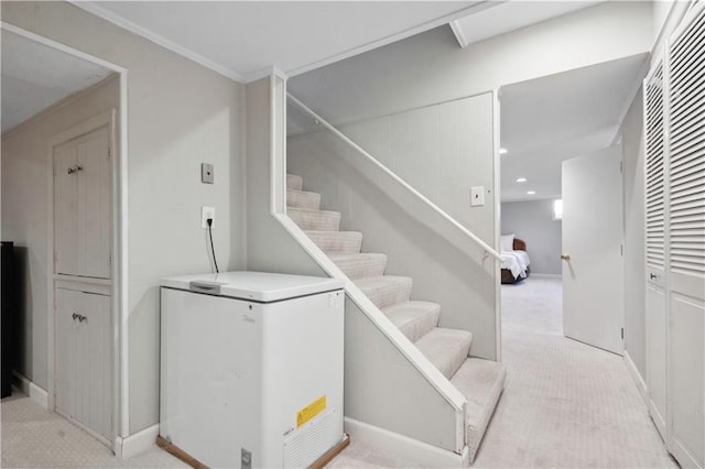 7710 Noland Rd, Lenexa, KS 66216 - stairs with carpet flooring and recessed lighting