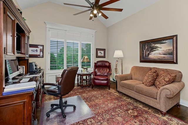 10309 S Oakcrest Ln, Olathe, KS 66061 - office with lofted ceiling and ceiling fan