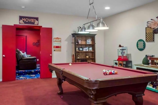 10309 S Oakcrest Ln, Olathe, KS 66061 - game room with carpet floors, pool table, and recessed lighting