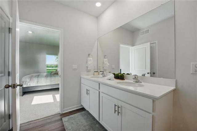 24810 178th Ct, Gardner, KS 66030 - ensuite bathroom featuring wood finished floors, double vanity, baseboards, and recessed lighting