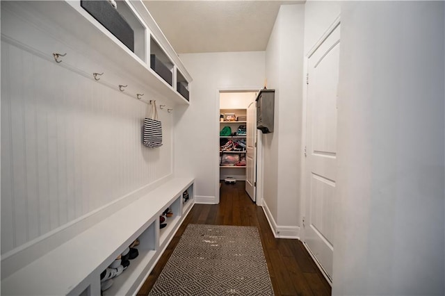 9101 W 158th St, Overland Park, KS 66221 - mudroom featuring dark wood finished floors and baseboards