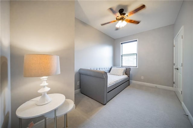 9101 W 158th St, Overland Park, KS 66221 - living area featuring ceiling fan, light colored carpet, baseboards, and vaulted ceiling