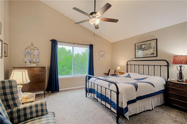 214 N Mcgee St, Tonganoxie, KS 66086 - bedroom with carpet, lofted ceiling, a ceiling fan, and baseboards