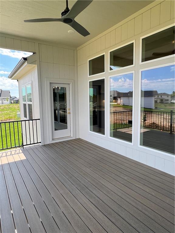 16311 Mustang St, Gardner, KS 66030 - deck with a ceiling fan