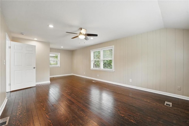 10217 Wheeling Ave, Kansas City, MO 64134 - spare room with hardwood / wood-style floors, ceiling fan, healthy amount of natural light, baseboards, and recessed lighting
