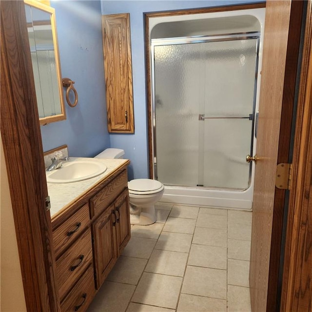 411 Briarwood Dr, Iola, KS 66749 - bathroom featuring a shower stall, vanity, toilet, and tile patterned floors
