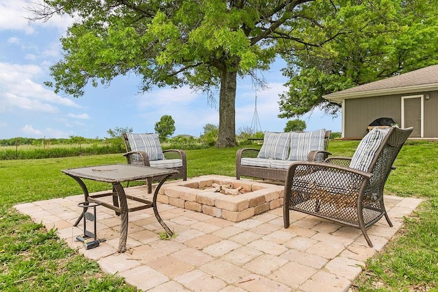 33991 Mission Belleview Rd, Louisburg, KS 66053 - view of patio featuring a fire pit