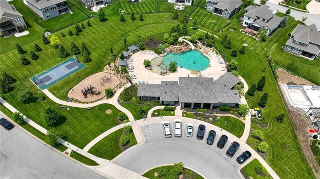 17137 Barton St, Overland Park, KS 66221 - drone / aerial view of a pool area