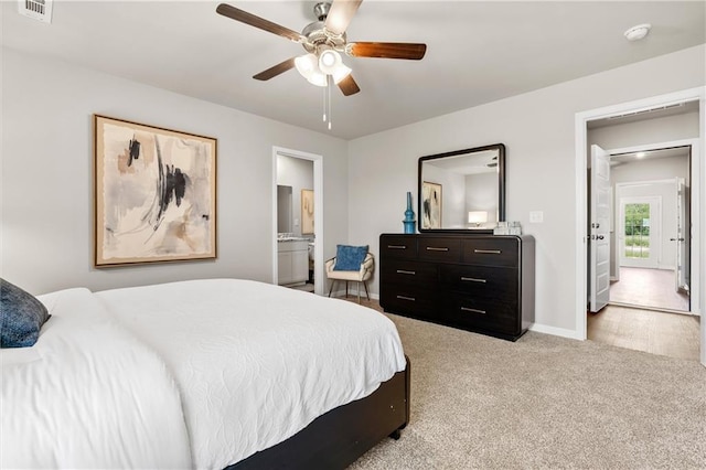 37838 W 208th Ter, Edgerton, KS 66021 - carpeted bedroom featuring baseboards, a ceiling fan, and ensuite bathroom