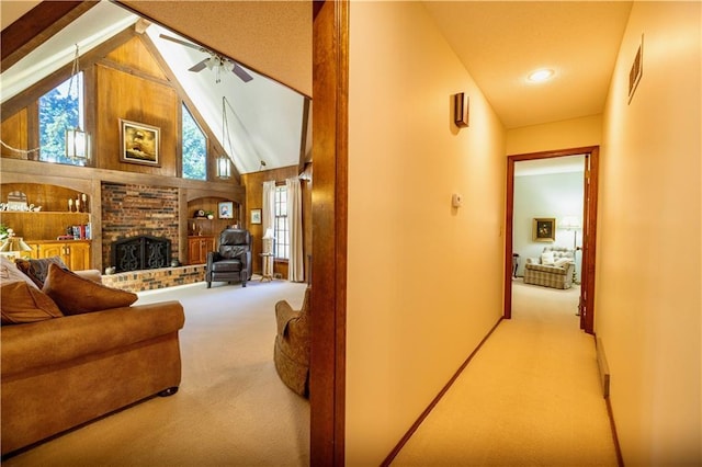 401 E 129th Ter, Kansas City, MO 64145 - hallway with carpet floors and built in features