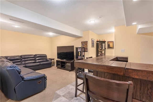11415 Oakview Dr, Lenexa, KS 66215 - living area with a dry bar, light carpet, and recessed lighting