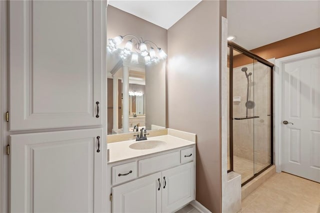 15141 Windsor Cir, Leawood, KS 66224 - full bathroom featuring a shower stall, vanity, and tile patterned flooring