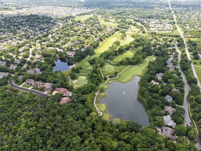 15141 Windsor Cir, Leawood, KS 66224 - drone / aerial view of a nearby body of water and a golf club