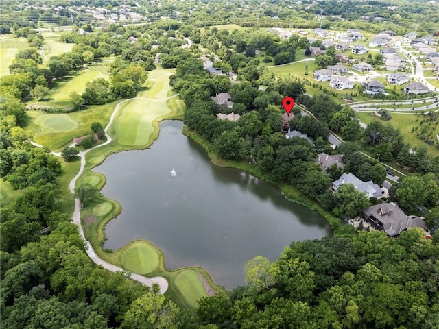 15141 Windsor Cir, Leawood, KS 66224 - aerial overview of property's location with a nearby body of water and nearby suburban area