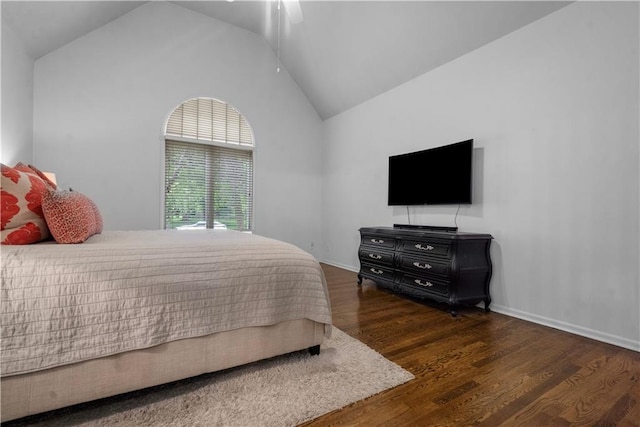 2705 W 137th Pl, Leawood, KS 66224 - bedroom featuring lofted ceiling, wood finished floors, ceiling fan, and baseboards