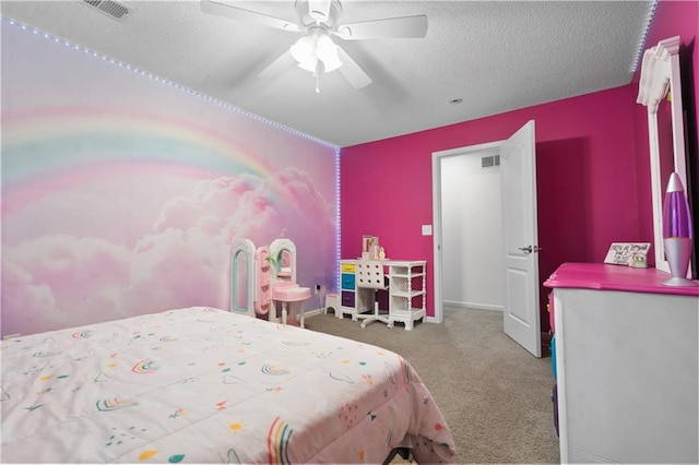 2705 W 137th Pl, Leawood, KS 66224 - carpeted bedroom featuring a textured ceiling, a ceiling fan, and baseboards