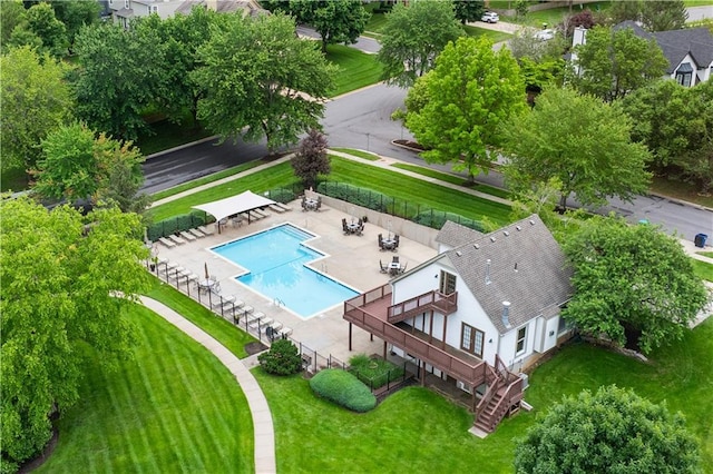 2705 W 137th Pl, Leawood, KS 66224 - aerial view of a pool area
