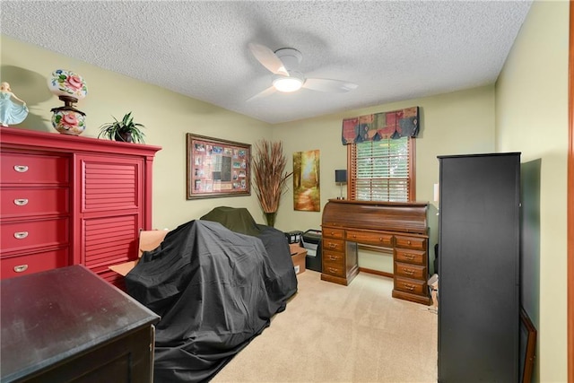 10500 Reeder St, Overland Park, KS 66214 - office area featuring ceiling fan, light colored carpet, and a textured ceiling