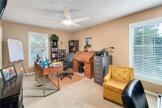 10500 Reeder St, Overland Park, KS 66214 - carpeted office featuring a ceiling fan, a textured ceiling, and baseboards