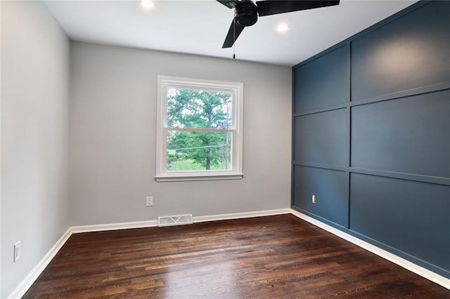 10416 Mohawk Ln, Leawood, KS 66206 - unfurnished bedroom featuring wood finished floors, baseboards, recessed lighting, and a ceiling fan