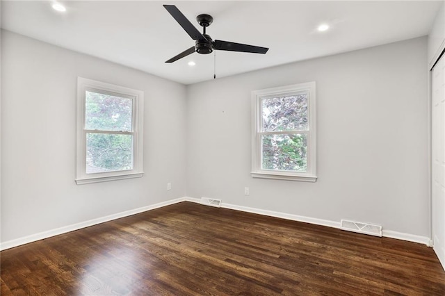 10416 Mohawk Ln, Leawood, KS 66206 - unfurnished room featuring wood finished floors, a ceiling fan, recessed lighting, and baseboards